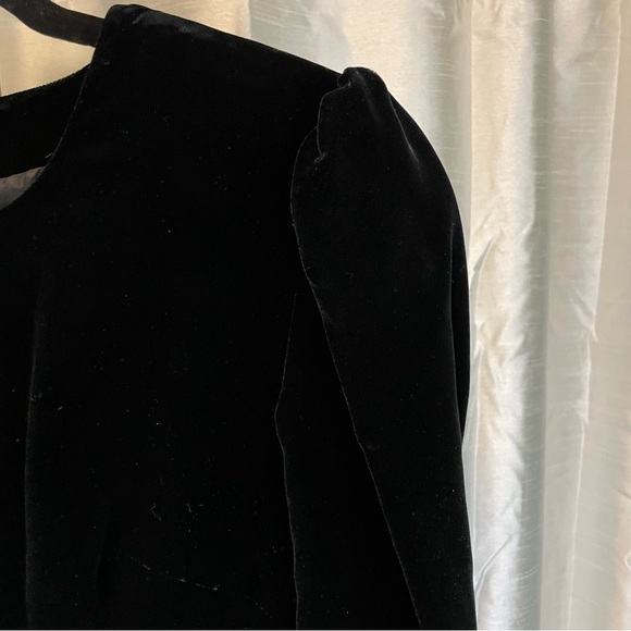 80s/90s Vintage Black Velvet dress with lace size small/medium NO TAG handmade - Picture 3 of 13